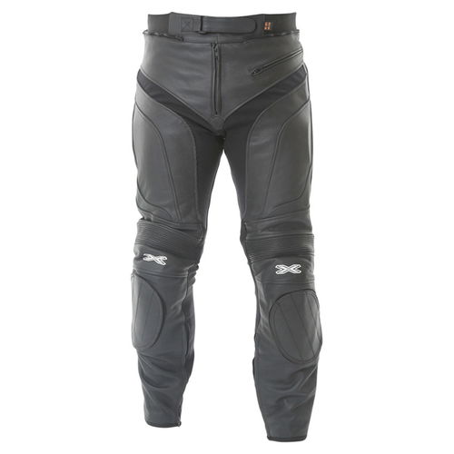 IXS Raul Black Leather Motorcycle Trousers Front                                                                                                                                                                                                               