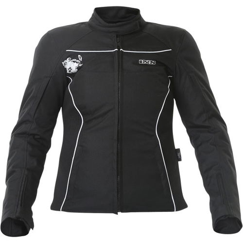 IXS Eveline Ladies Black White Textile Motorcycle Jacket Front                                                                                                                                                                                                 