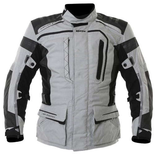 IXS Askalon Mens Grey Black Silver Textile Motorcycle Jacket Front                                                                                                                                                                                             