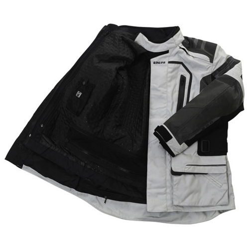 IXS Askalon Mens Grey Black Silver Textile Motorcycle Jacket Inside                                                                                                                                                                                            