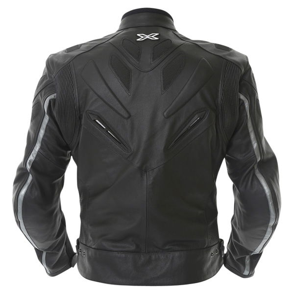 IXS Black Jack Black Grey Leather Motorcycle Jacket Back                                                                                                                                                                                                       