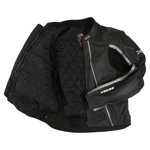 IXS Black Jack Black Grey Leather Motorcycle Jacket Inside                                                                                                                                                                                                     