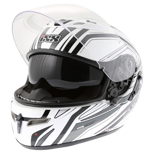 IXS HX 430 Shine White Grey Black Helmet Open With Sun Visor                                                                                                                                                                                                   