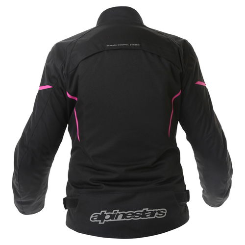 Alpinestars Gunner Ladies Black Pink Waterproof Textile Motorcycle Jacket Back                                                                                                                                                                                 
