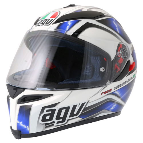 AGV K5 Hurricane White Blue Black Full Face Motorcycle Helmet Front Left                                                                                                                                                                                       
