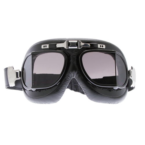 Bike It Classic Black Aviator Goggles Front                                                                                                                                                                                                                    