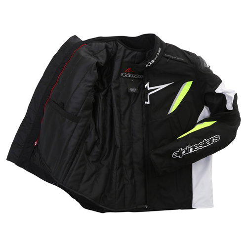 Alpinestars T-GP R Mens White Black Yellow Waterproof Textile Motorcycle Jacket Inside                                                                                                                                                                         
