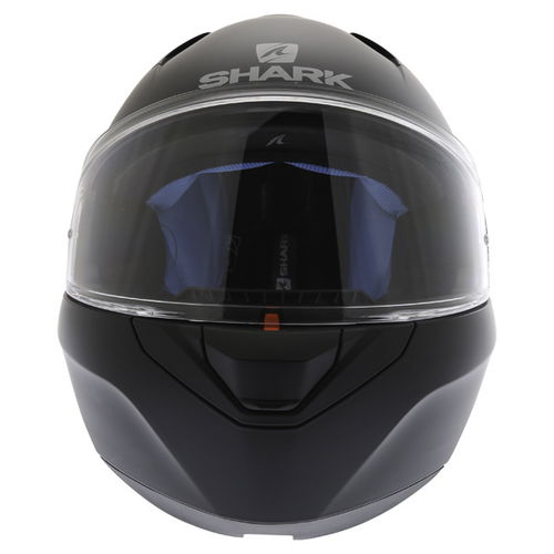 Shark Evo-one Matt Black Flip Front Motorcycle Helmet Front                                                                                                                                                                                                    