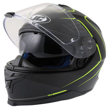 HJC IS-17 Lank Black Yellow Full Face Motorcycle Helmet Open With Sun Visor                                                                                                                                                                                    