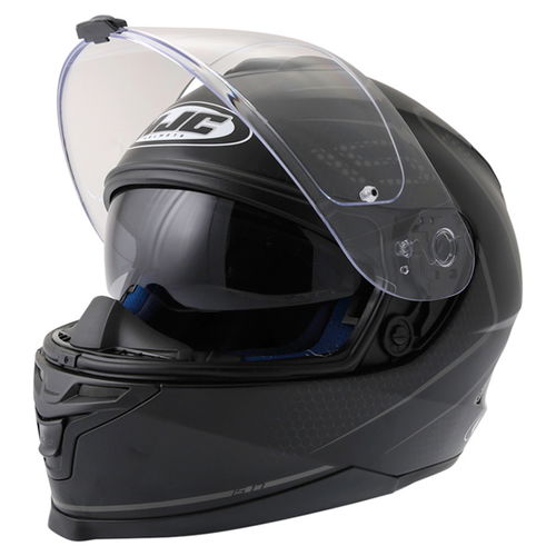 HJC IS-17 Lank Black Full Face Motorcycle Helmet Open With Sun Visor                                                                                                                                                                                           