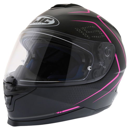HJC IS-17 Lank Black Pink Ladies Full Face Motorcycle Helmet Front Left                                                                                                                                                                                        