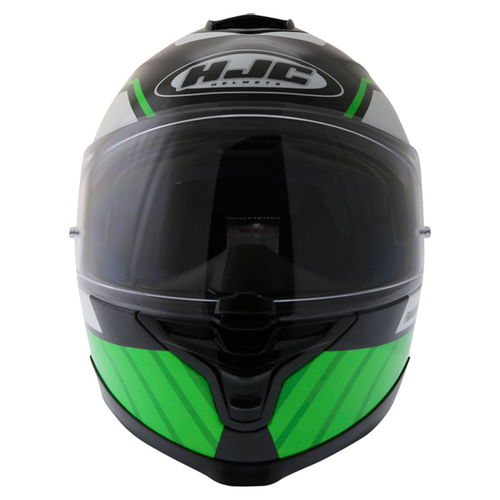 HJC IS-17 Tridents Green White Black Full Face Motorcycle Helmet Front                                                                                                                                                                                         