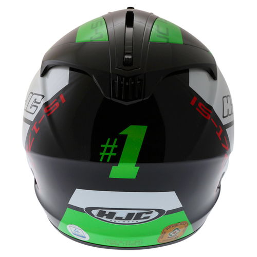 HJC IS-17 Tridents Green White Black Full Face Motorcycle Helmet Back                                                                                                                                                                                          