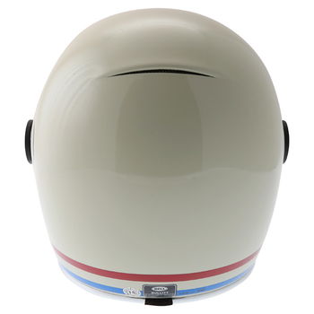 Bell Bullitt Stripes Vintage White Full Face Motorcycle Helmet Back                                                                                                                                                                                            