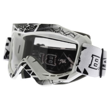 BKS Kids White Motocross Goggles Front Left                                                                                                                                                                                                                    