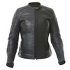 BKS Retro Black Ladies Leather Motorcycle Jacket Front                                                                                                                                                                                                         