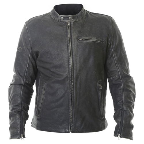 BKS Classic Black Leather Motorcycle Jacket Front                                                                                                                                                                                                              