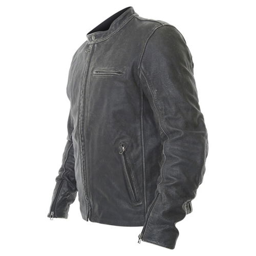 BKS Classic Black Leather Motorcycle Jacket Side                                                                                                                                                                                                               