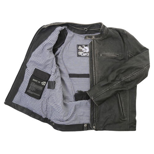 BKS Classic Black Leather Motorcycle Jacket Inside                                                                                                                                                                                                             