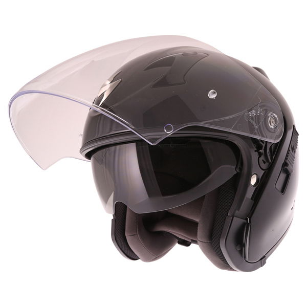 Scorpion Exo 220 Black Open Face Motorcycle Helmet With Sun Visor                                                                                                                                                                                              