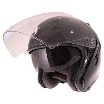 Scorpion Exo 220 Black Open Face Motorcycle Helmet With Sun Visor                                                                                                                                                                                              