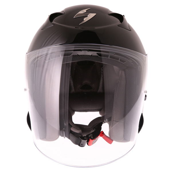 Scorpion Exo 220 Black Open Face Motorcycle Helmet Front                                                                                                                                                                                                       