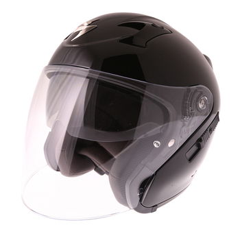 Scorpion Exo 220 Black Open Face Motorcycle Helmet Visor and Sun Visor                                                                                                                                                                                         