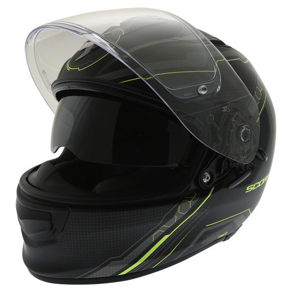 Scorpion Exo 510 Sync Black Yellow Full Face Motorcycle Helmet Open With Sun Visor                                                                                                                                                                             