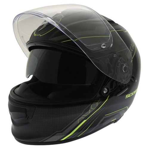 Scorpion Exo 510 Sync Black Yellow Full Face Motorcycle Helmet Open With Sun Visor                                                                                                                                                                             