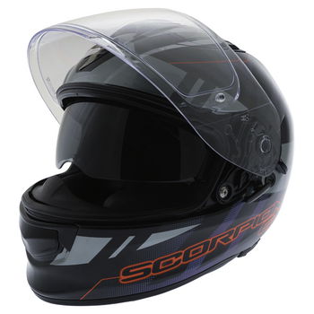 Scorpion Exo 510 Stage Black Silver Red Full Face Motorcycle Helmet Open With Sun Visor                                                                                                                                                                        