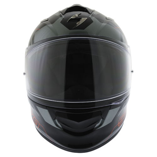 Scorpion Exo 510 Stage Black Silver Red Full Face Motorcycle Helmet Front                                                                                                                                                                                      