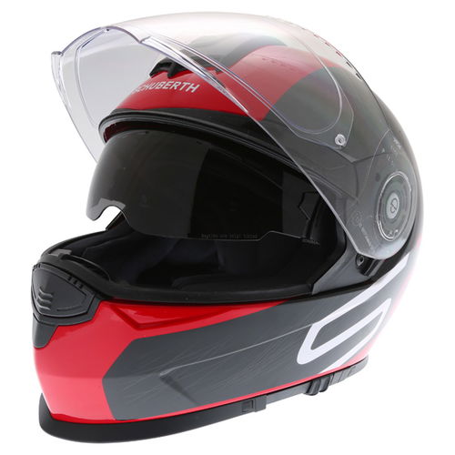 Schuberth S2 Sport Drag Red Full Face Motorcycle Helmet Open With Sun Visor                                                                                                                                                                                    