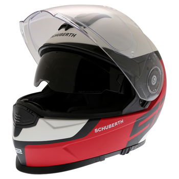 Schuberth S2 Sport Elite Red Full Face Motorcycle Helmet Open With Sun Visor