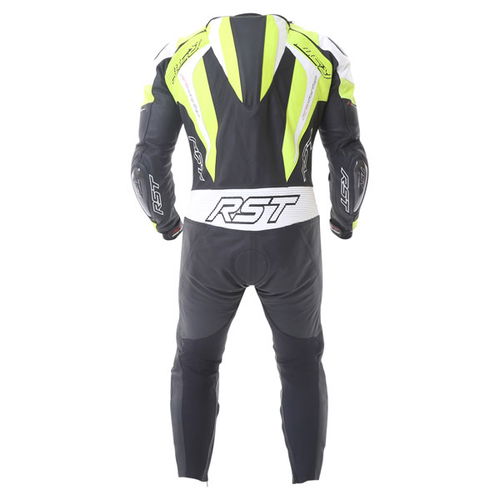 RST Pro Series Cpxc 1033 Mens Black Fluo Green White Leather Motorcycle Suit Back                                                                                                                                                                              