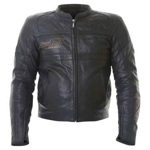RST Classic TT Retro 1161 Black Leather Motorcycle Jacket Front                                                                                                                                                                                                