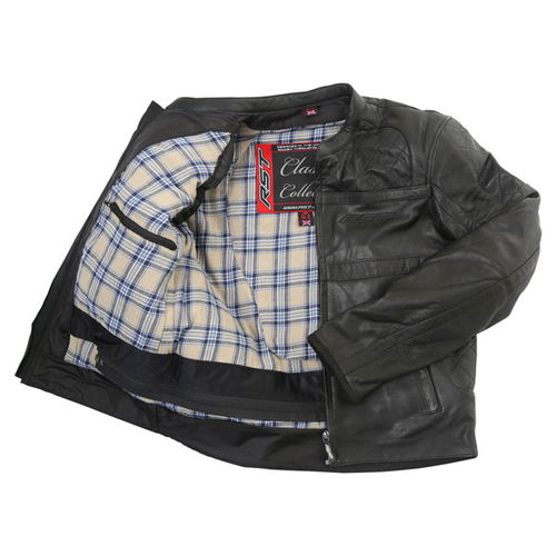 RST Classic TT Retro 1161 Black Leather Motorcycle Jacket Inside                                                                                                                                                                                               