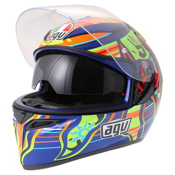 AGV K3 SV Valentinoi Rossi 5 Continents Full Face Motorcycle Helmet Open With Sun Visor                                                                                                                                                                        