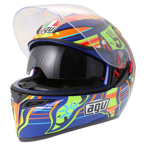 AGV K3 SV Valentinoi Rossi 5 Continents Full Face Motorcycle Helmet Open With Sun Visor                                                                                                                                                                        