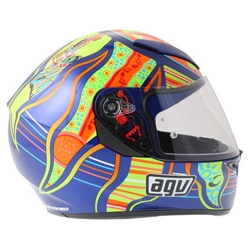 AGV K3 SV Valentinoi Rossi 5 Continents Full Face Motorcycle Helmet Right Side                                                                                                                                                                                 
