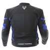 Frank Thomas Dynamic Black Blue Leather Motorcycle Jacket Back                                                                                                                                                                                                 