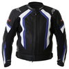 RST R-14 1088 Black Blue Leather Motorcycle Jacket Front                                                                                                                                                                                                       