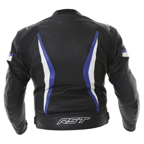 RST R-14 1088 Black Blue Leather Motorcycle Jacket Back                                                                                                                                                                                                        