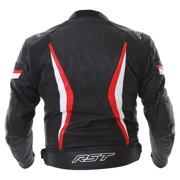 RST R-14 1088 Black Red White Leather Motorcycle Jacket Back                                                                                                                                                                                                   