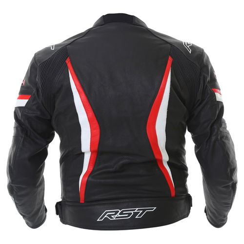 RST R-14 1088 Black Red White Leather Motorcycle Jacket Back                                                                                                                                                                                                   