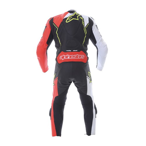 Alpinestars GP Plus 1pc 2016 Mens Black White Red Fluo Yellow Leather Motorcycle Suit Back                                                                                                                                                                     
