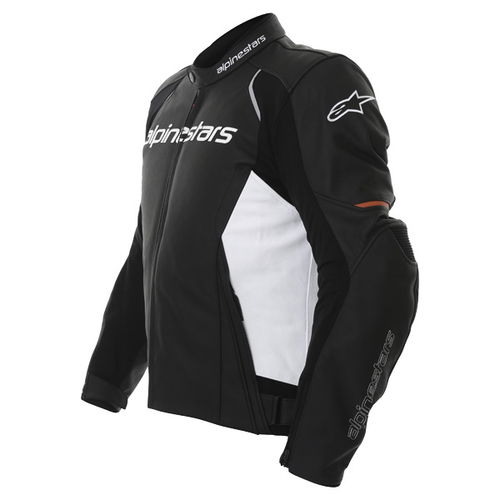 Alpinestars Devon Black White Leather Motorcycle Jacket Side                                                                                                                                                                                                   