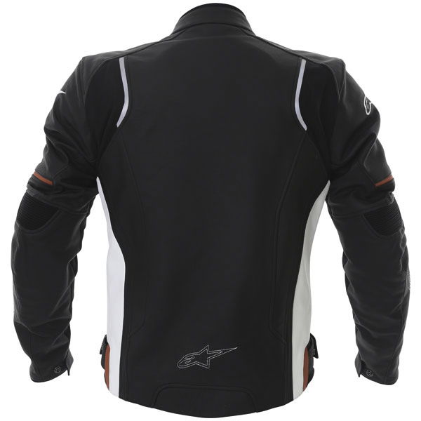 Alpinestars Devon Black White Leather Motorcycle Jacket Back                                                                                                                                                                                                   