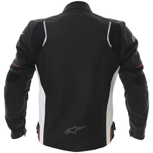 Alpinestars Devon Black White Leather Motorcycle Jacket Back                                                                                                                                                                                                   