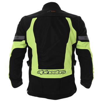 Alpinestars Sante Fe Air DS Mens Black Fluo Yellow Textile Motorcycle Jacket Back                                                                                                                                                                              