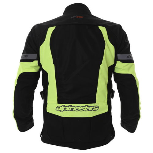 Alpinestars Sante Fe Air DS Mens Black Fluo Yellow Textile Motorcycle Jacket Back                                                                                                                                                                              